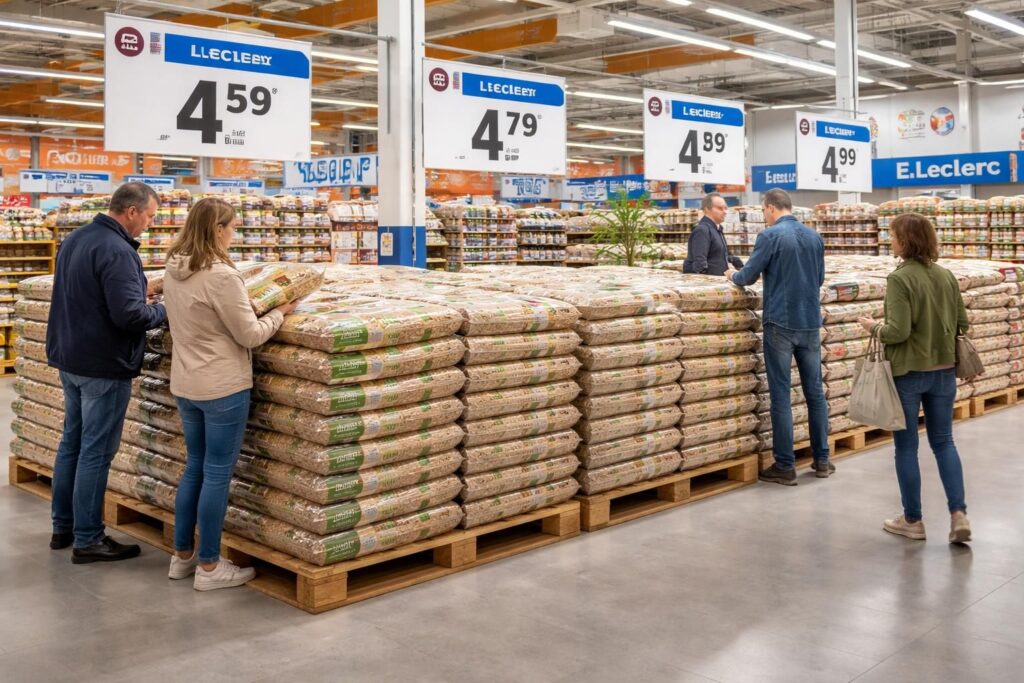 Où trouver les prix des pellets en sac de 15 kg à Leclerc en les plus compétitifs ?