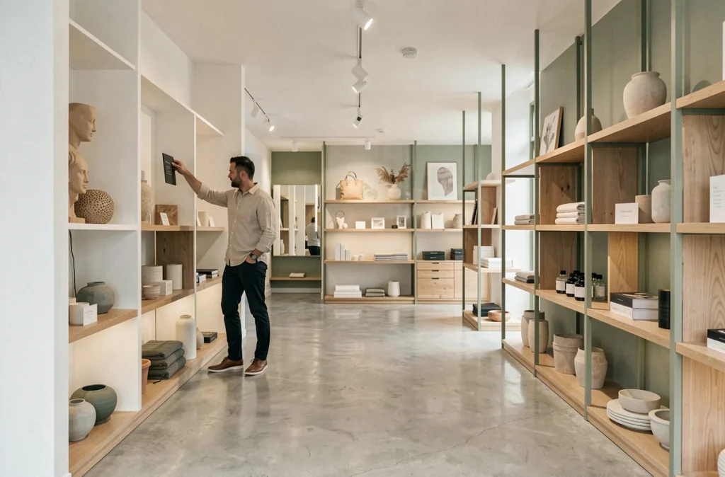 Boutique rénovée avec une scénographie soignée inspirée du salon Decoscope Bordeaux